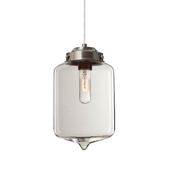 Besa Lighting Olin Cord Pendant, Clear, Satin Nickel Finish, 1x60W Incandescent 1JT-OLINCL-SN - main